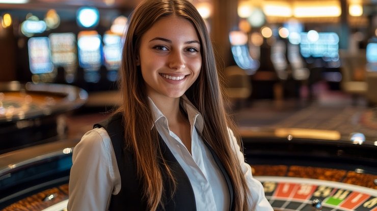 Live Blackjack streaming dari studio multi-kamera di pstoto dengan dealer profesional